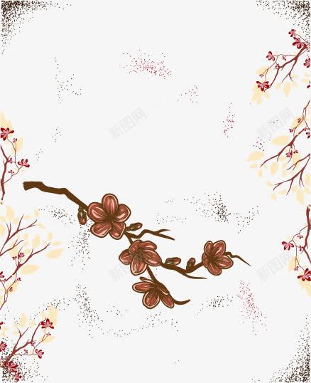 小清新边框片png免抠素材_新图网 https://ixintu.com 古典 小清新 树枝 花卉 边框