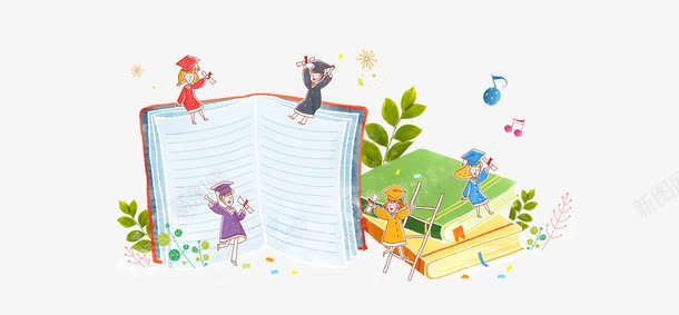 课本上的孩子png免抠素材_新图网 https://ixintu.com 学习 孩子 插画 课本