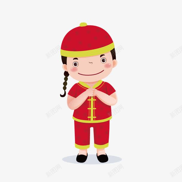 穿红色唐装的男孩png免抠素材_新图网 https://ixintu.com 中国风 儿童 卡通 可爱男孩 唐装 幼儿园