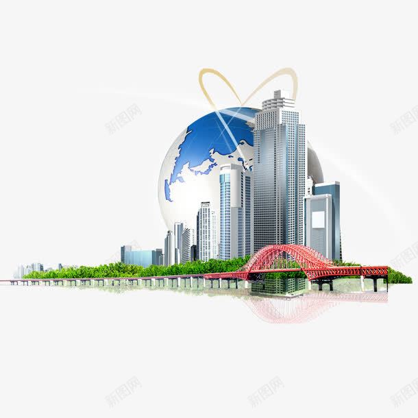 海滨城市建筑png免抠素材_新图网 https://ixintu.com 大桥 建筑 海滨城市