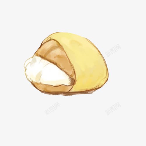 奶油包手绘画片psd免抠素材_新图网 https://ixintu.com 包子 奶油 手绘美食 面点