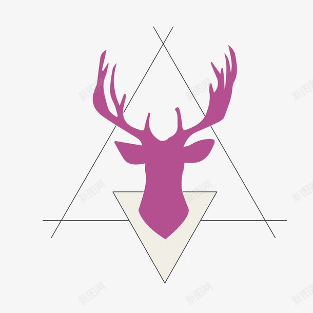 线条卡通羊头三角形png免抠素材_新图网 https://ixintu.com 三角型 三角形 卡通 线条 羊头