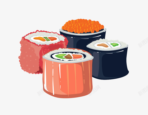 卡通寿司png免抠素材_新图网 https://ixintu.com 美食 食品 食物
