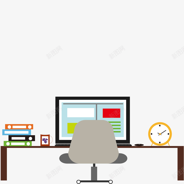 办公插画矢量图ai免抠素材_新图网 https://ixintu.com 办公 办公桌 商务办公 手绘插画 装饰图案 矢量图