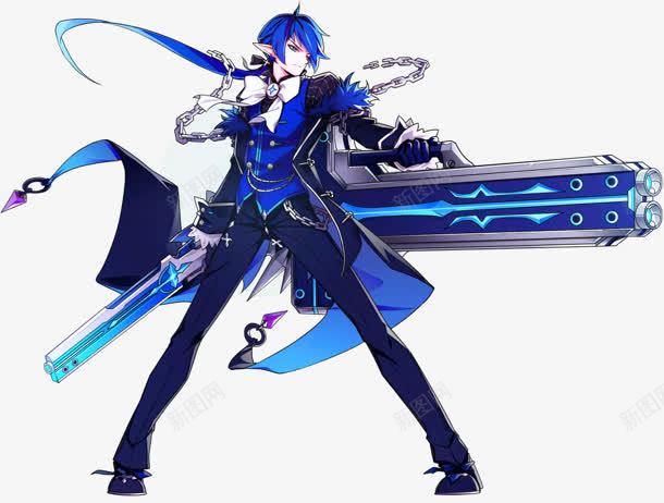 蓝色系巨剑战士png免抠素材_新图网 https://ixintu.com 战士 蓝色