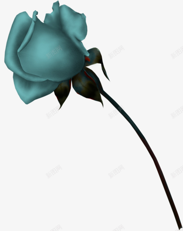 蓝色手绘玫瑰花png免抠素材_新图网 https://ixintu.com 手绘 植物 玫瑰花 蓝色