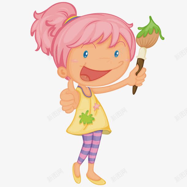 拿着刷子的女孩png免抠素材_新图网 https://ixintu.com 刷子 女孩 画画