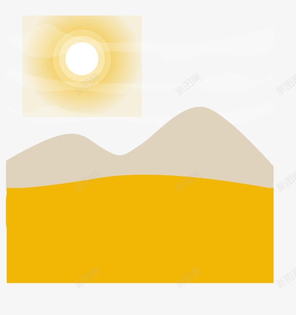 手绘大山png免抠素材_新图网 https://ixintu.com 大山 太阳 太阳素材 山 手绘山