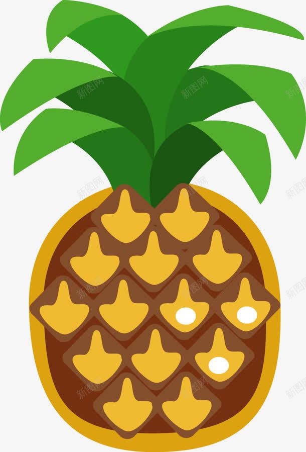 扁平化水果菠萝矢量图ai免抠素材_新图网 https://ixintu.com 卡通 叶子 扁平化水果 水果 菠萝 矢量图