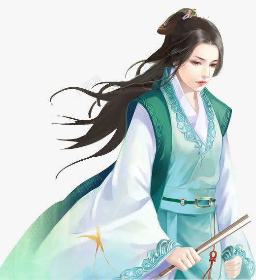 古扇绿衣忧郁女子png免抠素材_新图网 https://ixintu.com 女子 忧郁 绿衣