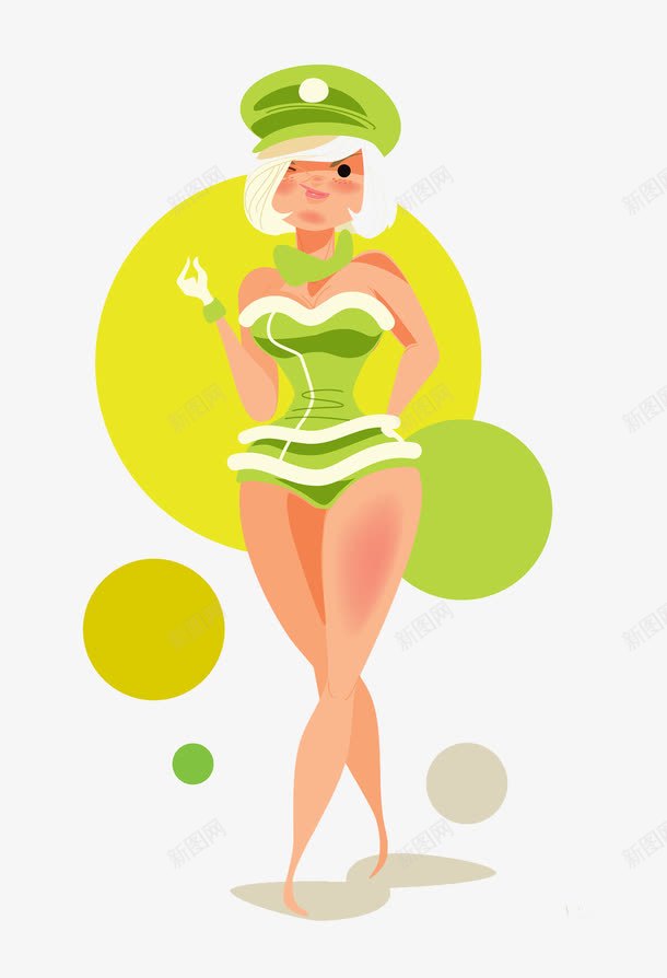 创意扁平绿色美女png免抠素材_新图网 https://ixintu.com 创意设计 卡通设计 扁平创意图