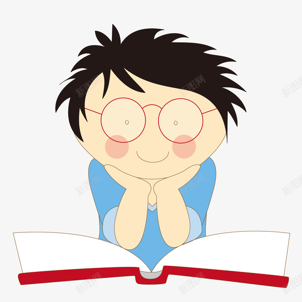 卡通看书阅读的小男孩矢量图ai免抠素材_新图网 https://ixintu.com 人物设计 学习 小男孩 看书 知识 阅读 矢量图