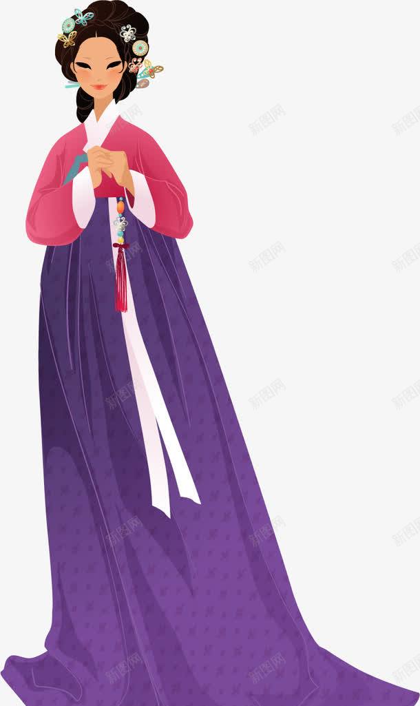 手绘韩服美女png免抠素材_新图网 https://ixintu.com 古典 手绘 韩服美女