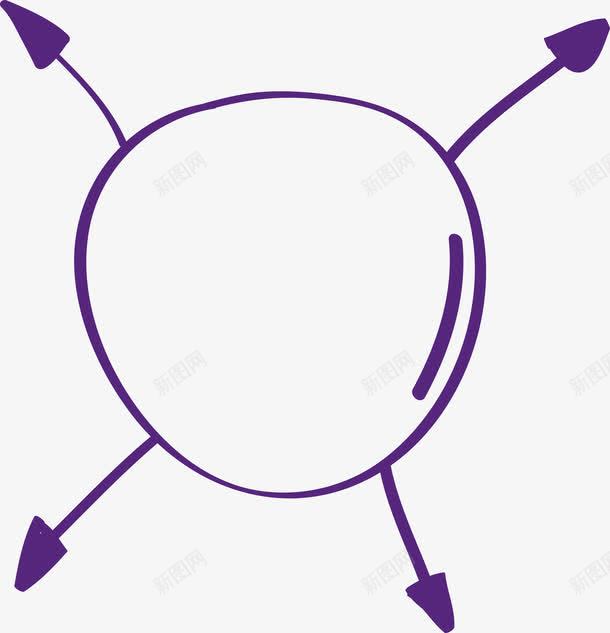 箭头紫色线条png免抠素材_新图网 https://ixintu.com 几何图形 几何形状 基本形状 手绘圆形 手绘线条 箭头 紫色线条