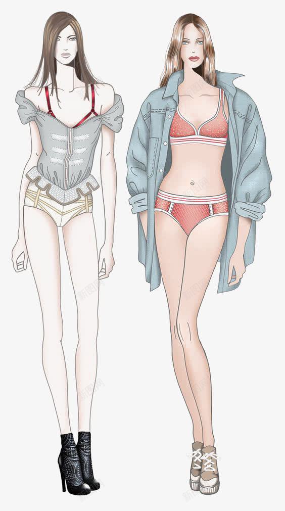 走秀模特png免抠素材_新图网 https://ixintu.com 卡通 手绘 插画 时尚 模特 走秀