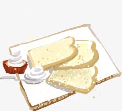 手绘面包食物奶酪素材