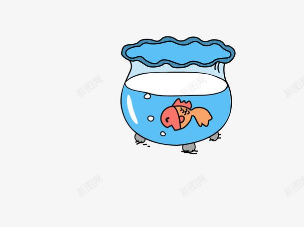 蓝色鱼缸png免抠素材_新图网 https://ixintu.com 卡通 蓝色 鱼儿 鱼缸