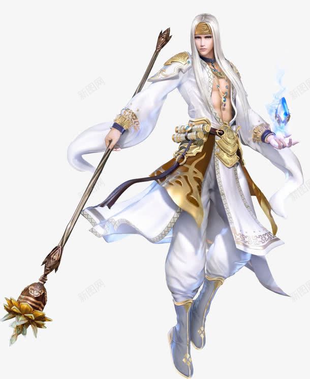 会法术的白发男子古风手绘png免抠素材_新图网 https://ixintu.com 古风 手绘 法术 男子 白发