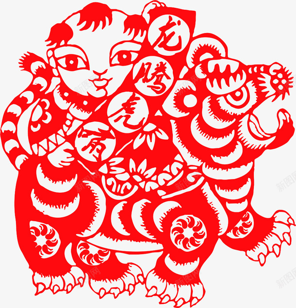 中国传统年画剪纸人物psdpng免抠素材_新图网 https://ixintu.com 中国传统年画 传统年画psd素材 年画剪纸人物