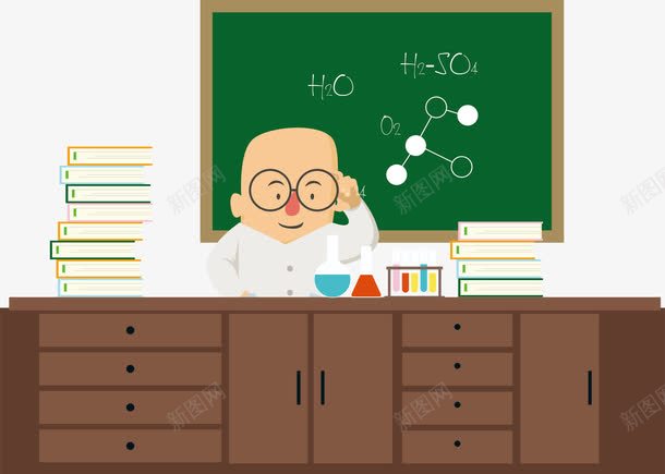 教授png免抠素材_新图网 https://ixintu.com 做实验 卡通 手绘 教授