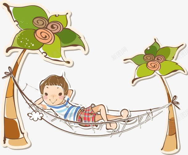 手绘吊床png免抠素材_新图网 https://ixintu.com 休息 吊床 手绘