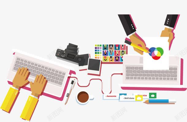 扁平办公用品png免抠素材_新图网 https://ixintu.com ppt插图 办公 商务 笔 键盘