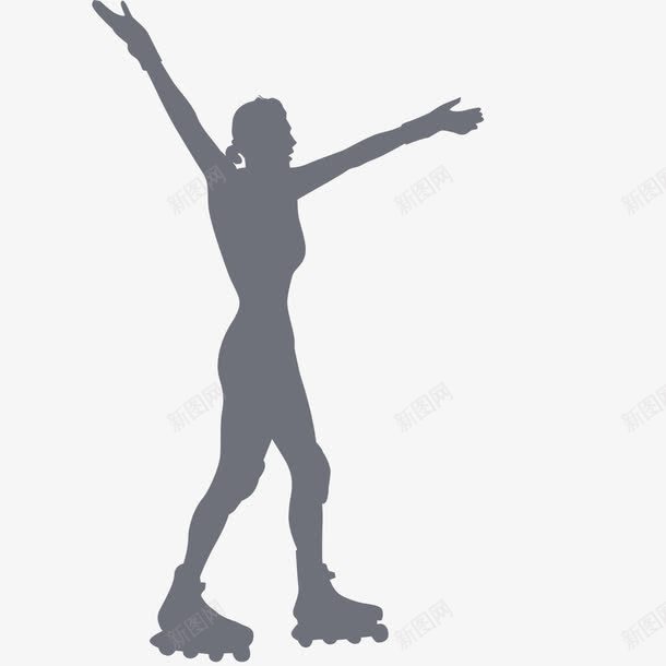 轮滑美女剪影png免抠素材_新图网 https://ixintu.com 美女 轮滑 轮滑剪影 运动
