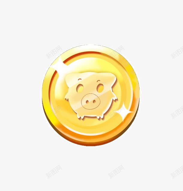 猪猪金币图标png_新图网 https://ixintu.com 圆币 猪 金币 金色
