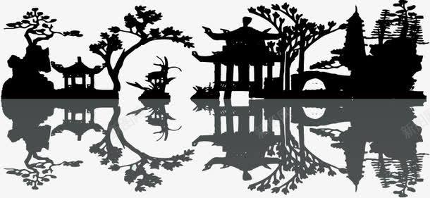 古典庭院png免抠素材_新图网 https://ixintu.com 剪影 古典 庭院