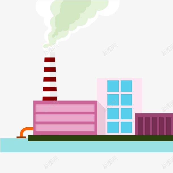 卡通排放废气的工厂矢量图eps免抠素材_新图网 https://ixintu.com 卡通手绘 工厂 建筑 烟囱 矢量图
