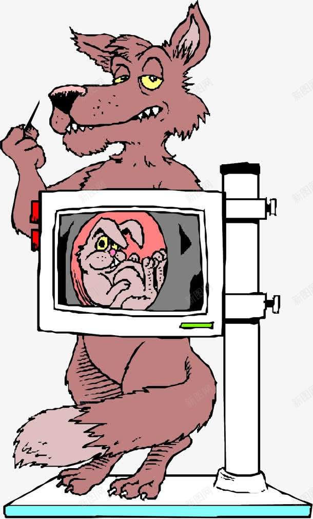 一只大灰狼png免抠素材_新图网 https://ixintu.com 兔子嘴巴 动物 卡通 大灰狼 小兔子 尾巴 牙齿 简图
