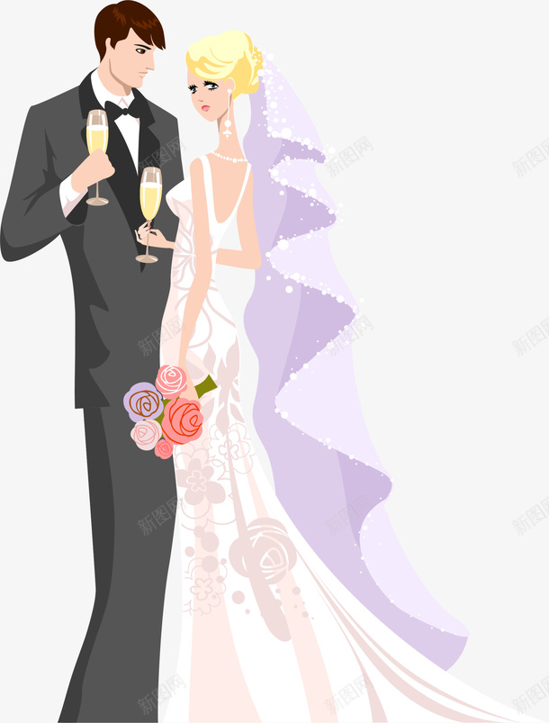 婚礼新婚新郎新娘png免抠素材_新图网 https://ixintu.com 婚礼 手捧鲜花 新婚 新郎新娘 爱情 美丽新娘