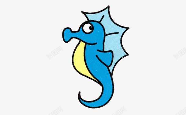 手绘蓝色的海马png免抠素材_新图网 https://ixintu.com 手绘 海马 海马图片 蓝色