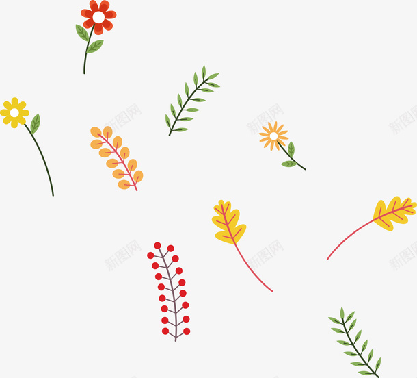 清新飘散的叶子和花朵矢量图ai免抠素材_新图网 https://ixintu.com 叶子 树叶 清新 花 花朵 飘散的叶子 矢量图