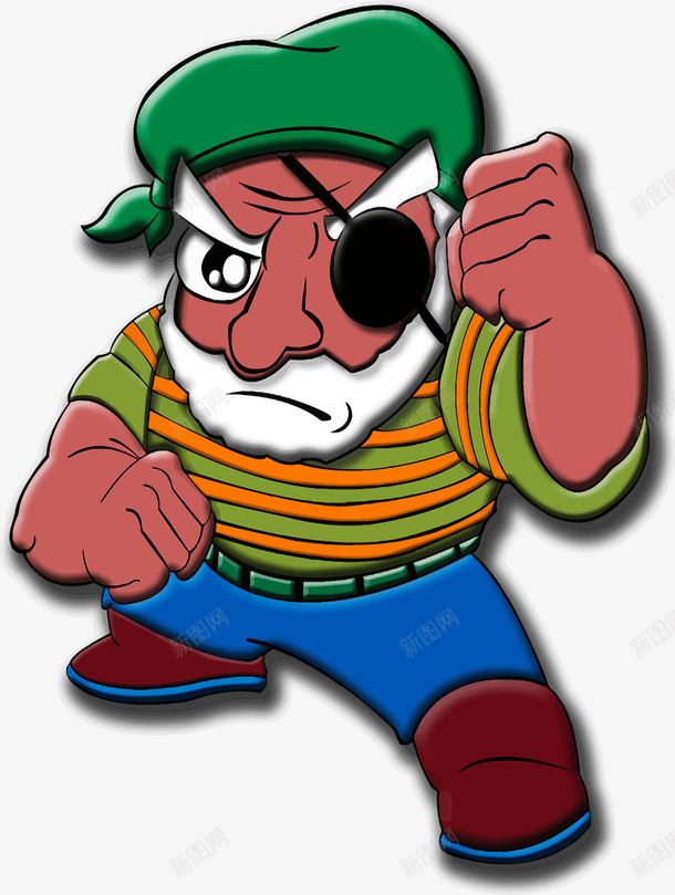 卡通打拳的独眼龙png免抠素材_新图网 https://ixintu.com 卡通人物 打拳 打拳的老人 独眼龙 男人 眼镜坏了 老人