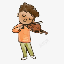 拉小提琴的男孩人物矢量图素材
