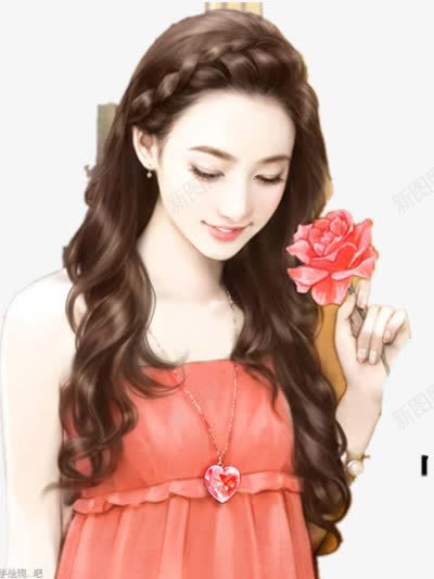 花朵编发女子png免抠素材_新图网 https://ixintu.com 女子 编发 花朵