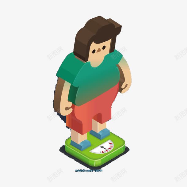 卡通称体重人物矢量图eps免抠素材_新图网 https://ixintu.com 健康 养生 减肥 水果 营养餐 饮食健康 矢量图