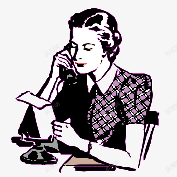 打电话核对信息的女人矢量图ai免抠素材_新图网 https://ixintu.com 信息 女人 打电话 核对 矢量图