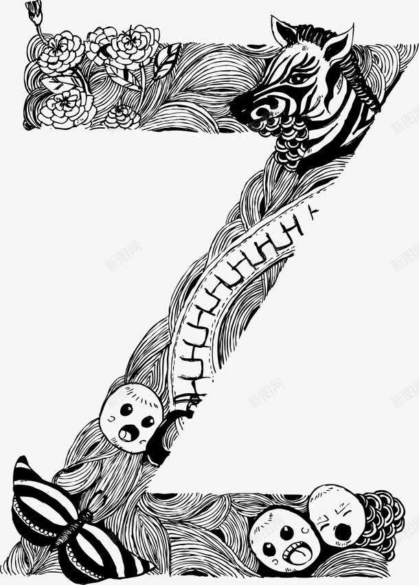 手绘字母Zpng免抠素材_新图网 https://ixintu.com Z 字母 手绘 看图识字卡,看图识字 花纹 英文字母