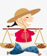 卡通卖货人png免抠素材_新图网 https://ixintu.com 卡通 卡通卖货人 担子 挑夫 挑担子 挑担子图