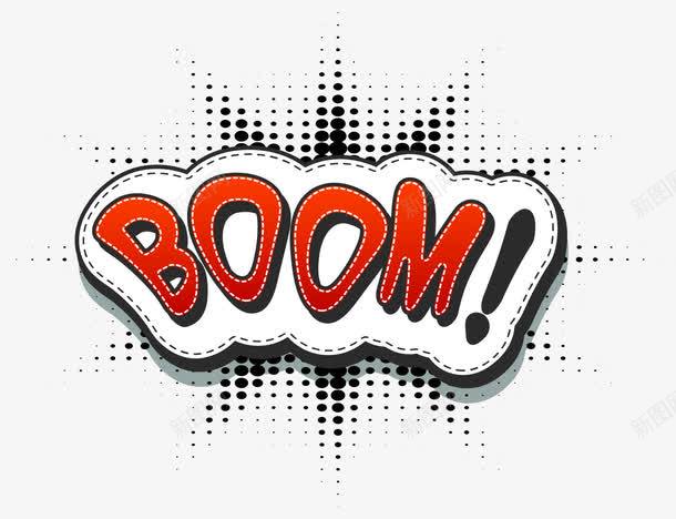 红色卡通boompng免抠素材_新图网 https://ixintu.com boom 创意 卡通 图案 斑点 清新 红色 艺术字
