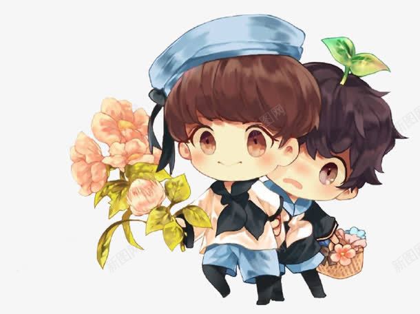 卡通拿着花的小男孩png免抠素材_新图网 https://ixintu.com 卡通 小男孩 拿着