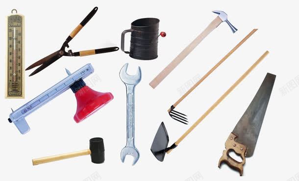 各式各样的工具psd免抠素材_新图网 https://ixintu.com 实物图 工具 板手 油桶 测量 温度计 铁锤 锄头 锯子