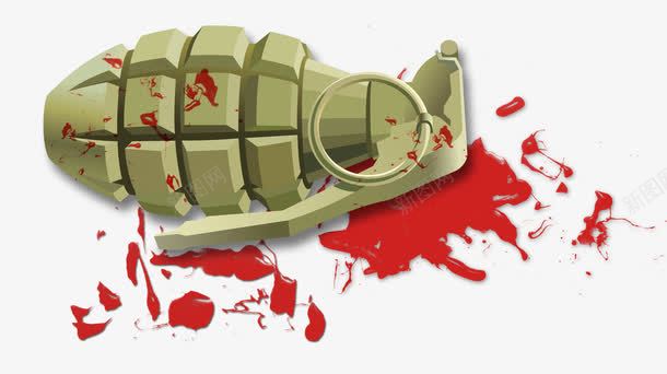 手绘手榴弹png免抠素材_新图网 https://ixintu.com 手榴弹 手雷 炸弹 红色血迹 逼真手绘