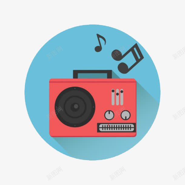 放着音乐的扁平png免抠素材_新图网 https://ixintu.com 光碟 收音机 磁带 音乐