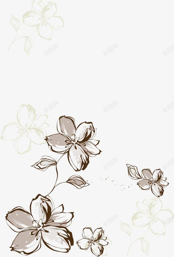 水墨手绘花图矢量图ai免抠素材_新图网 https://ixintu.com 水墨花手绘花图淘宝素材配景 矢量图