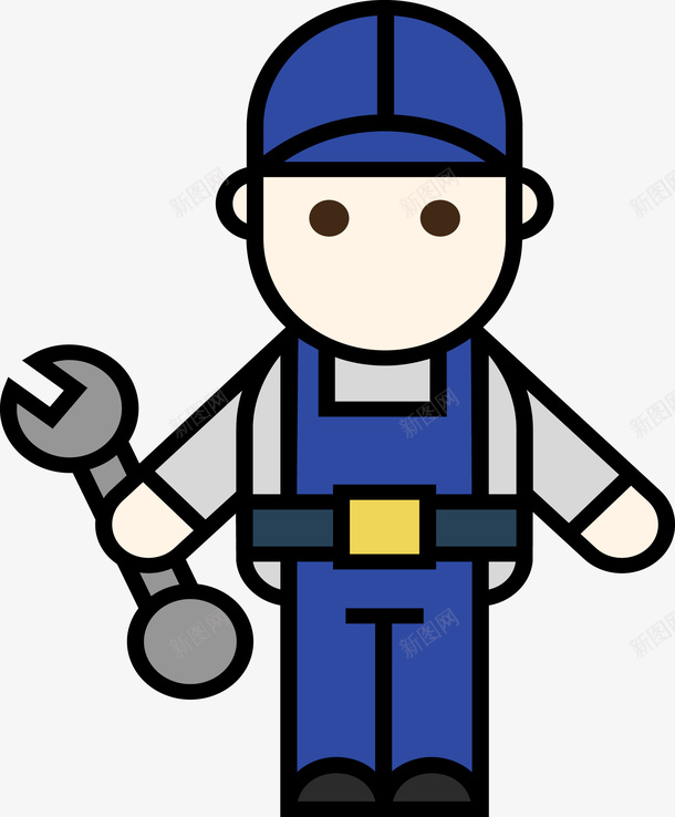 卡通修理工人物矢量图ai免抠素材_新图网 https://ixintu.com 人物矢量图 修理工 卡通 矢量图