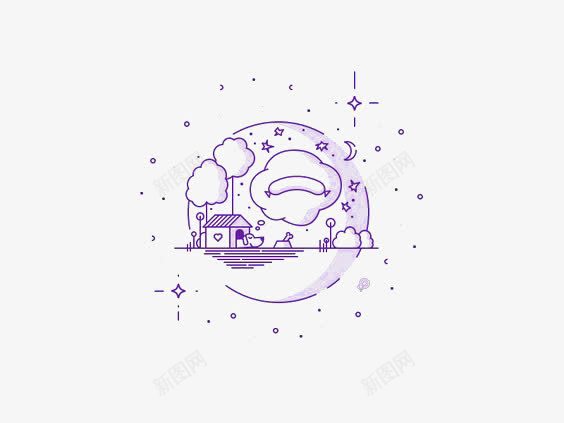 创意扁平化房子png免抠素材_新图网 https://ixintu.com 卡通 建筑 房子 手绘 插画 线条