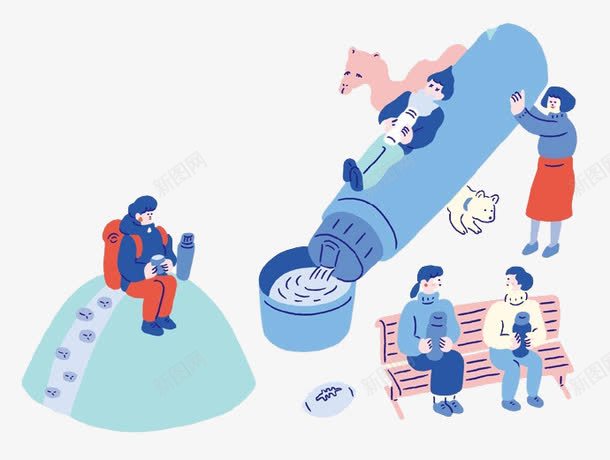 卡通热水杯png免抠素材_新图网 https://ixintu.com 公园 喝水 热水杯 爬山